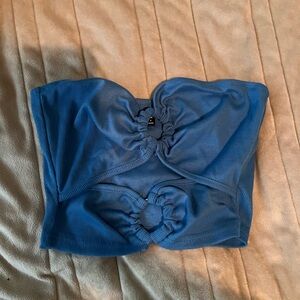 Blue strapless top
